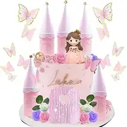 Princess Castle Cake Topper with Little Princess Castle Towers and Pink Door