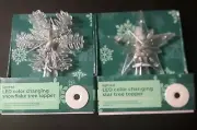 Home by RiteAid Lighted LED Color Changing Snowflake or Star Tree Topper 4.5" Ht