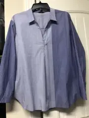 Nic + Zoe Women Long Sleeve Stripe Button Up Cotton Blouse Shirt Sz M