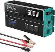 KLVN 1500W Pure Sine Wave Inverter 12V DC to 120V AC Converter for Home, RV, Camping, Off-Grid Solar Power with USB Port, 2 AC Outlets 2024 New Upgrade
