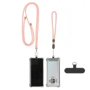 1Set Universal Phone Lanyard with Patch for Most Smartphones, Pink