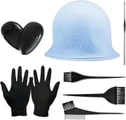 Yuaiosn Pack of 9 Silicone Highlight Cap, Highlight Cap, Reusable Hair Dye Cap, with Metal Crochet Hook, with Reusable Hair Dye Brush, for Women and Girls