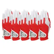 Ladies Zero Friction Compression Fit Golf Glove Red LH 5 Pack Brand New