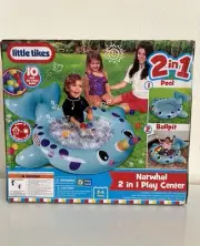 Little Tikes Narwhal 2 in 1 Play Center, Ball Pit Round Splash Area, Kids 2-6 Yr