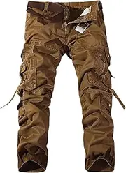 [HanzhuoLG] Overalls Men's Military Tactical Camouflage Cargo Pants Training Camo Offroad Army Male Clothing Baggy Work Trousers For Men dark yellow L