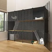 Large Cat Cages Indoor, DIY Pet Playpen Cat Enclosures, Cat Playpen for Indoor Cats Enclosed, Metal Wire Grid Cage for Small Animals, for Cats, Rabbit, Small Animals (Size : 57.9x19.3x43.7in/147x49x1