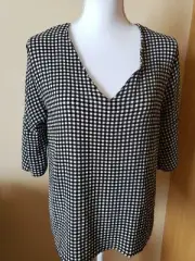 NWT Boohoo Alice Gingham Wide sleeve checkered top size 14 made in Italy