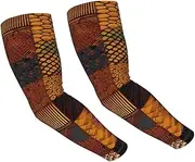 [FHEDVBN] African Style Patchwork Arm Sleeves Compression Arm Covers for Men Women Outdoor Sun Sleeves Cooling Sports Sleeve, Black