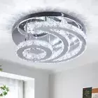 15.7" Crystal Chandelier Modern LED Ceiling Light Moon Shape Crystal Flush Mount