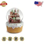 Gingerbread Village Train Musical Snow Globe - Plays We Wish You a Merry