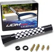 iJDMTOY 3" Checkered White/Black Checkerboard Theme Short Antenna for Mini Cooper (All Models) & More Other Cars