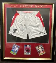 England signed football shorts by David Beckham, Michael Owen and Wayne Rooney