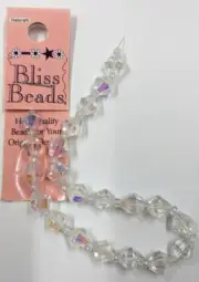 Glass Beads Bliss Beads 1 String Clear Iris AB 8mm Bicone Cut