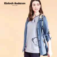 在飛比找momo購物網優惠-【Kinloch Anderson】探頭小熊領結短袖上衣 金