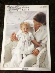 peter pan leaflet Dk Knitting Pattern Baby Dress. Chest 14” To 22”