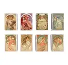 Set of 8 Match Boxes MUCHA ART NOUVEAU poster Vintage Style Matchbox Holder box