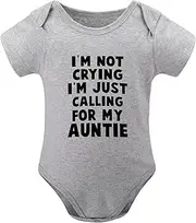 [WOOYONGING] I'm Not Crying I'm Just Calling For My Auntie Baby Newborn Onesie Short Sleeve Baby Girl Welcome Home Outfit Newbo