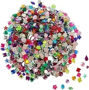 1200 Pcs Acrylic Flatback Rhinestones,12 Different Shape Gems for DIY Craft Jewels Gemstone Wedding Birthday Decoration (6-13mm)
