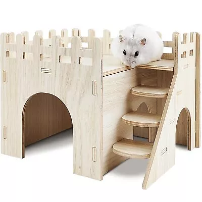 Hamster HouseTiny House with Slide House Double-Decker Hut Hamster Cage Acces...