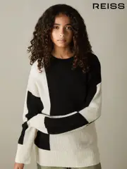 Reiss Black Amelia 9-13 yrs Colourblock-Intarsia Jumper with Wool and Alpaca (AK0911) | $115