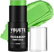 YBUETE Light Green Face Body Painting Stick, Professional Green Full-coverage Cream Face Paint for St. Patrick's Day Halloween SFX Witch Monster Cosplay Makeup, Washable Body Paint for Adult Carnival