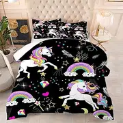 VTKON Unicorn Bedding Full Toddler Full Bed Full Comforter Set for Girls Unicorn Full Bedding Set Unicorn Comforter Set Full Size Bedding Set Full Bedding Sets for Girls 1 Comforter + 2 Pillow Case