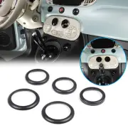 4PCS Black Alloy Double Flash Glass Lifting Ring For Fiat 500 2010-2022
