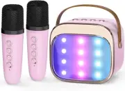 FLUESTON Mini Karaoke Machine for Kids Adults, Portable Bluetooth Speaker with 2