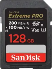 128GB Extreme PRO SDXC UHS-II Memory Card - C10, U3, V60, 6K, 4K UHD, SD Card -