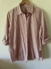 New Tags - SPORTSCRAFT Size 16 Or XL Cotton Lolita Stripe Shirt Top Red/White
