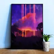 Neon palms landscape: Cloud [synthwave/vaporwave/cyberpunk] — aesthetic poster