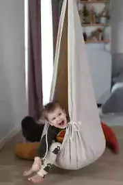 GorgeousNatural Linen Kids Cocoon Swing | 100% natural | WITH WOOL filled pillow