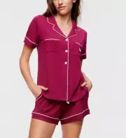 NEW PETER ALEXANDER PJ SET DREAMY BAMBOO JERSEY TOP & SHORTS CHERRY SMALL RP$129