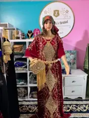 Asra Somali Bridal Dirac Set Velvet-Maroon