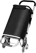 Maxkon Aluminium Shopping Cart Trolley with Stair Climbing Wheels Foldable Utility Grocery Cart Waterproof Oxford Shop Bag 45L Black