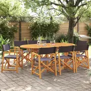 vidaXL 8 pcs Folding Garden Chairs Dark Grey Fabric