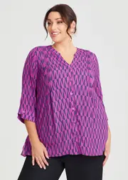 [TS] Taking Shape Geo Natural Sparkle Shirt Size 16 in Purple Print, Viscose - Plus Size Women's Clothing Purple Print