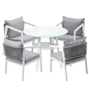 Livsip Outdoor Dining Setting Lounge Chair Patio Furniture Bistro Set 5PCS White