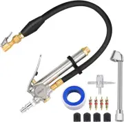Heavy Duty Tire Inflator with Pressure Gauge, 120PSI Brass Slide Tire Pressure G