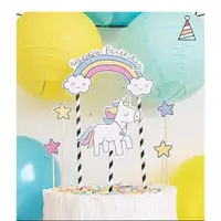 在飛比找Yahoo奇摩購物中心優惠-卡通 獨角獸 蛋糕牌組 生日蛋糕 蛋糕裝飾 慶生 烘培裝飾 