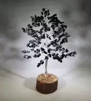 BLACK AGATE STEP STYLE GEMSTONE CHIP TREE WITH 300 STONES CRYSTAL TREE OF LIFE