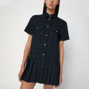 [Miu Miu] Blue and green tartan mini dress 42 IT Multicolor