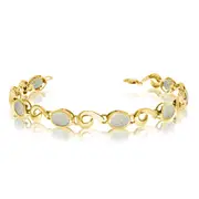14K Yellow Gold Oval Opal Stone Tennis Bracelet, 7"
