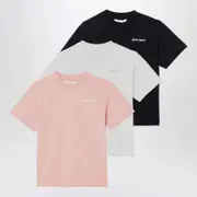 [Palm Angels] Set of three cotton T-shirts with logo 10 Y Multicolor