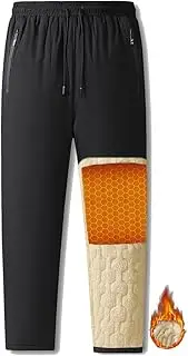 [Nopuper] Mens Winter Pants Sherpa Lined Sweatpants Fleece Warm Jogger for Snowsport, Outdoor, Snow Cleaning