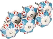 Ceramic Knob,Cabinet,Furniture Pull Handles,Door Pull,Drawer Pull Handle,6 Pieces Vintage Shabby Knobs Blue and White Floral Hand Painted Ceramic Pumpkin Cupboard Wardrobe Cabinet Drawer Door Handles