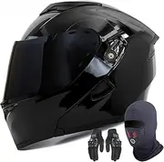 Full Face Modular Motorcycle Helmet Flip Up Front Motorbike Helmet DOT/ECE Approved with Double Sun Visor Motorbike Helmet