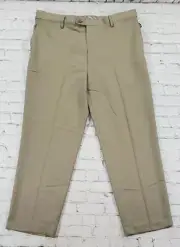 Saddlebred Comfort Waist Khaki Tan Pants Flat Front MENS SIZE 40 X 32