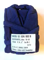 Men's Bath Lounge Robe, Outer Tie Belt - German Made Terry Robe Size Medium NWT