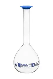Eisco Labs 1000ml Volumetric Flask with Snap Cap, Class B - Borosilicate Glass